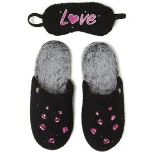 Faux Fur Slippers Sleep Mask Jeweled Embellished LOVE XL NEW